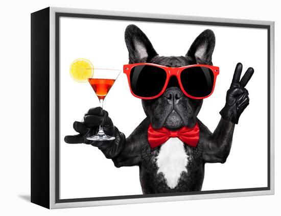 Cocktail Party Dog-Javier Brosch-Framed Premier Image Canvas