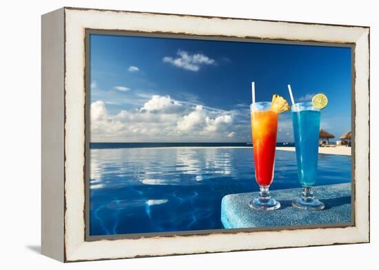 Cocktails Near The Swimming Pool-haveseen-Framed Premier Image Canvas
