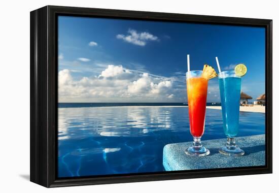 Cocktails Near The Swimming Pool-haveseen-Framed Premier Image Canvas