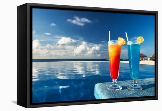 Cocktails Near The Swimming Pool-haveseen-Framed Premier Image Canvas