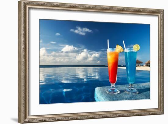 Cocktails Near The Swimming Pool-haveseen-Framed Photographic Print