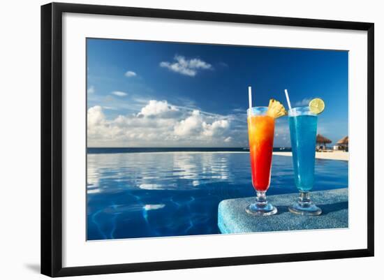 Cocktails Near The Swimming Pool-haveseen-Framed Photographic Print