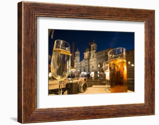 Cocktails on a Restaurant Table, Piazza Navona, Rome, Lazio, Italy, Europe-Ben Pipe-Framed Photographic Print