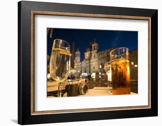 Cocktails on a Restaurant Table, Piazza Navona, Rome, Lazio, Italy, Europe-Ben Pipe-Framed Photographic Print