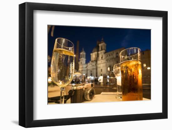 Cocktails on a Restaurant Table, Piazza Navona, Rome, Lazio, Italy, Europe-Ben Pipe-Framed Photographic Print