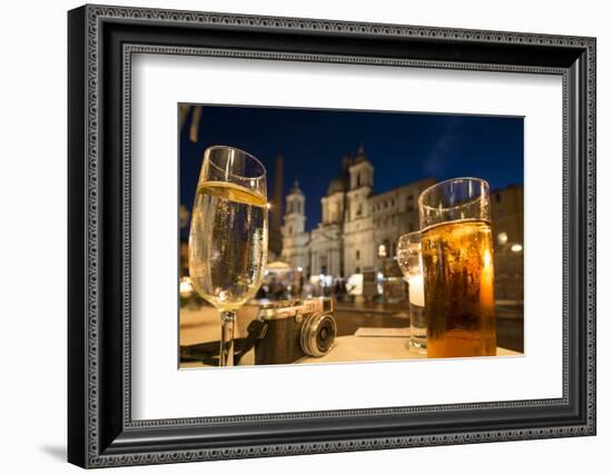 Cocktails on a Restaurant Table, Piazza Navona, Rome, Lazio, Italy, Europe-Ben Pipe-Framed Photographic Print