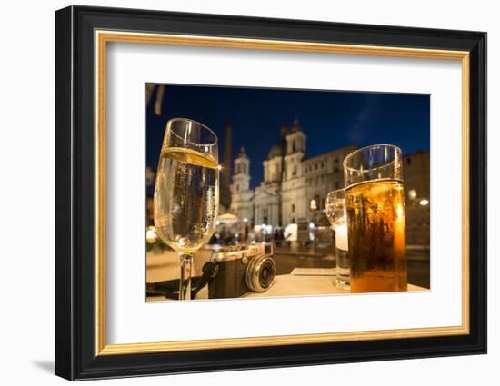 Cocktails on a Restaurant Table, Piazza Navona, Rome, Lazio, Italy, Europe-Ben Pipe-Framed Photographic Print