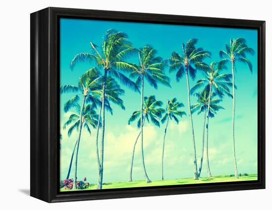 Coconut Palm Trees in Hawaii (Vintage Style)-EllenSmile-Framed Premier Image Canvas