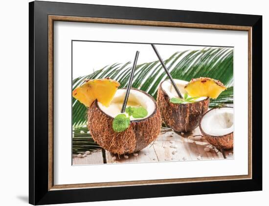 Coconut Pinacolada & Palm Leaf-null-Framed Art Print