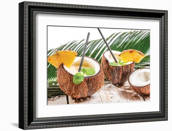 Coconut Pinacolada & Palm Leaf-null-Framed Art Print