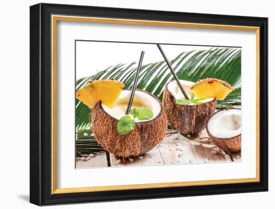 Coconut Pinacolada & Palm Leaf-null-Framed Art Print