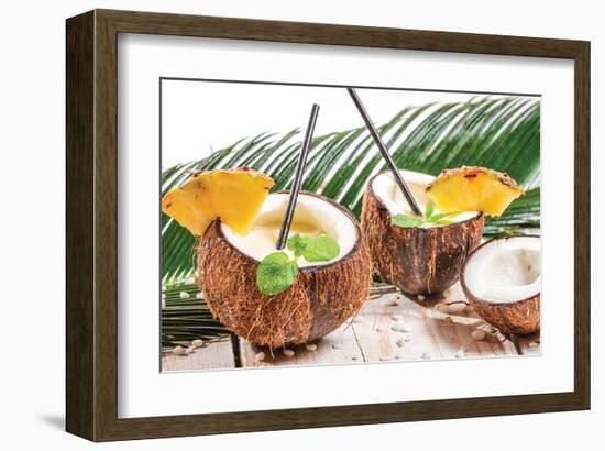 Coconut Pinacolada & Palm Leaf-null-Framed Art Print