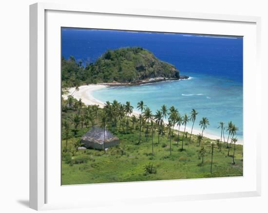 Coconut Plantation and Old Farmhouse Beside Coral Sand Bay, Mana Island, Mamanuca Group, Fiji-Tony Waltham-Framed Photographic Print