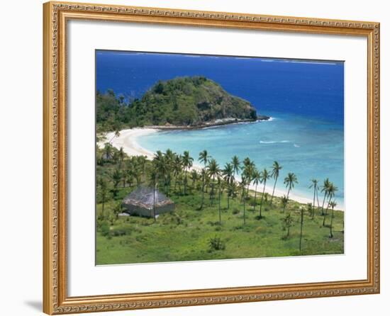 Coconut Plantation and Old Farmhouse Beside Coral Sand Bay, Mana Island, Mamanuca Group, Fiji-Tony Waltham-Framed Photographic Print