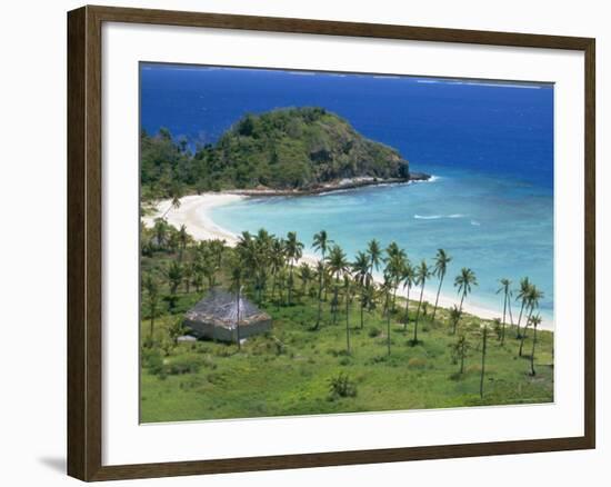 Coconut Plantation and Old Farmhouse Beside Coral Sand Bay, Mana Island, Mamanuca Group, Fiji-Tony Waltham-Framed Photographic Print