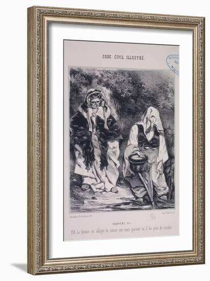 Code Civil Illustre, Article 214The Wife Shall Follow Her Husband Wherever He Decides to Live-Henry Monnier-Framed Giclee Print