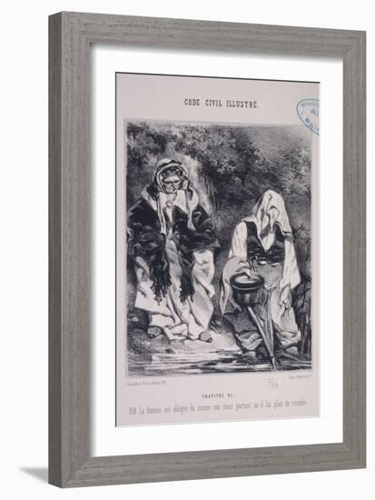 Code Civil Illustre, Article 214The Wife Shall Follow Her Husband Wherever He Decides to Live-Henry Monnier-Framed Giclee Print