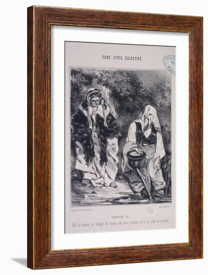 Code Civil Illustre, Article 214The Wife Shall Follow Her Husband Wherever He Decides to Live-Henry Monnier-Framed Giclee Print