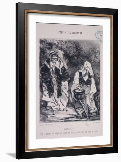 Code Civil Illustre, Article 214The Wife Shall Follow Her Husband Wherever He Decides to Live-Henry Monnier-Framed Giclee Print