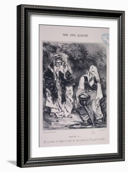 Code Civil Illustre, Article 214The Wife Shall Follow Her Husband Wherever He Decides to Live-Henry Monnier-Framed Giclee Print