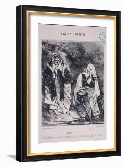 Code Civil Illustre, Article 214The Wife Shall Follow Her Husband Wherever He Decides to Live-Henry Monnier-Framed Giclee Print