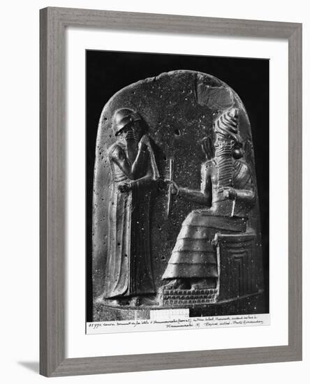 Code of Hammurabi, the God Shamash Dictating Laws to Hammurabi, King of Babylon, Susa, c.1750 BC-Mesopotamian-Framed Giclee Print