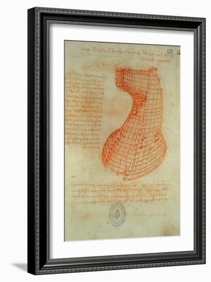 Codex Madrid 1/57-R Study for a Sculpture of a Horse-Leonardo da Vinci-Framed Giclee Print