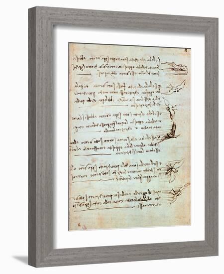 Codex on the Flight of Birds-Leonardo da Vinci-Framed Giclee Print