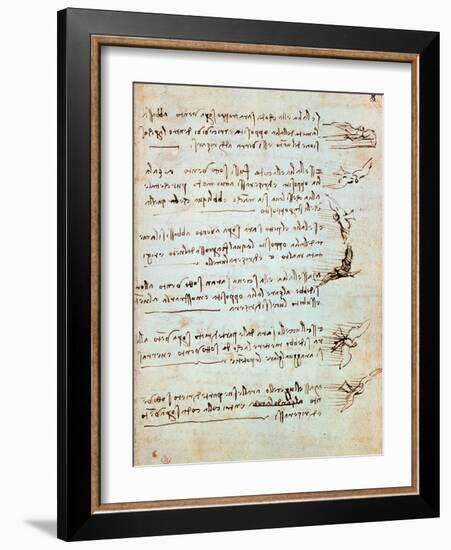 Codex on the Flight of Birds-Leonardo da Vinci-Framed Giclee Print