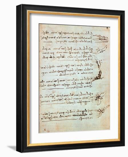 Codex on the Flight of Birds-Leonardo da Vinci-Framed Giclee Print