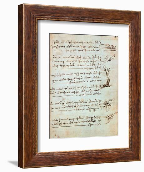 Codex on the Flight of Birds-Leonardo da Vinci-Framed Giclee Print