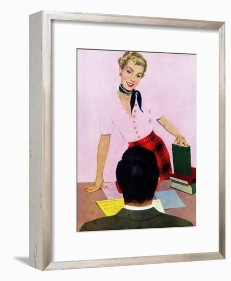 Coed's Delight - Saturday Evening Post "Men at the Top", October 21, 1950 pg.27-Coby Whitmore-Framed Giclee Print