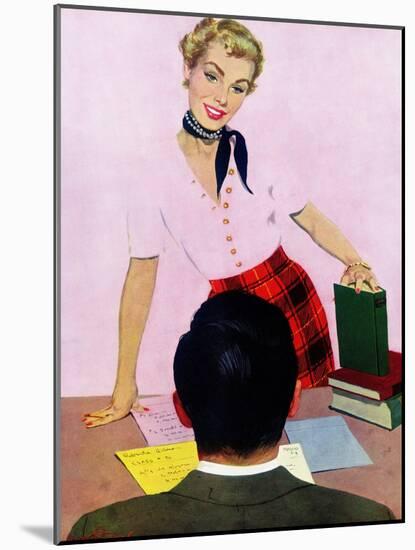 Coed's Delight - Saturday Evening Post "Men at the Top", October 21, 1950 pg.27-Coby Whitmore-Mounted Giclee Print