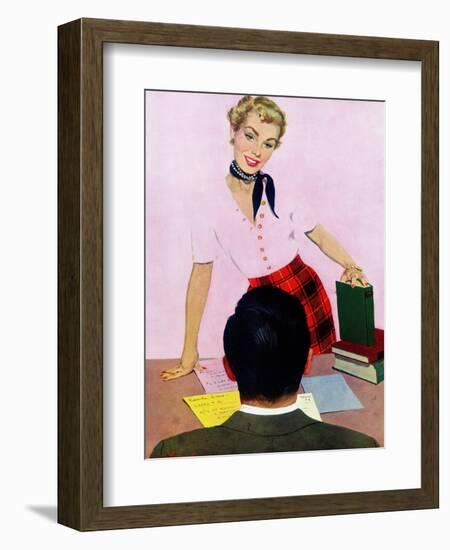 Coed's Delight - Saturday Evening Post "Men at the Top", October 21, 1950 pg.27-Coby Whitmore-Framed Giclee Print