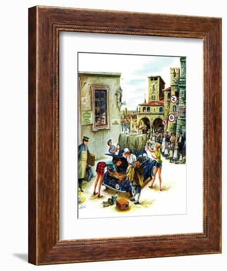 "Coed Tourists in Italy", August 2, 1958-Constantin Alajalov-Framed Giclee Print