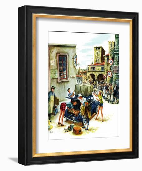 "Coed Tourists in Italy", August 2, 1958-Constantin Alajalov-Framed Giclee Print