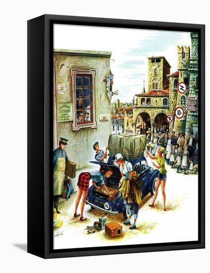 "Coed Tourists in Italy", August 2, 1958-Constantin Alajalov-Framed Premier Image Canvas