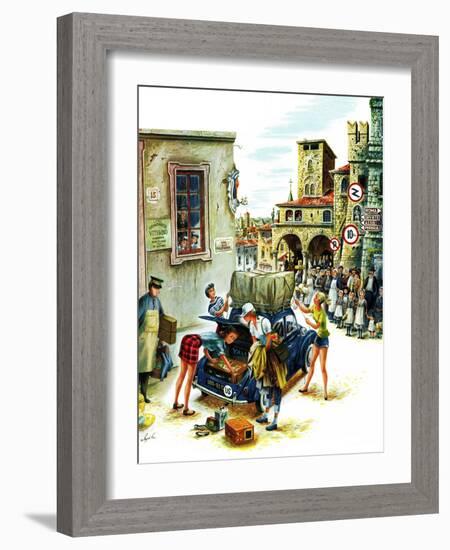 "Coed Tourists in Italy", August 2, 1958-Constantin Alajalov-Framed Giclee Print