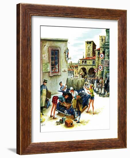 "Coed Tourists in Italy", August 2, 1958-Constantin Alajalov-Framed Giclee Print