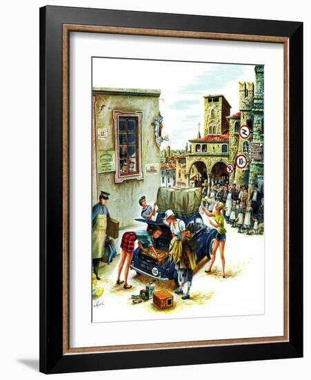 "Coed Tourists in Italy", August 2, 1958-Constantin Alajalov-Framed Giclee Print