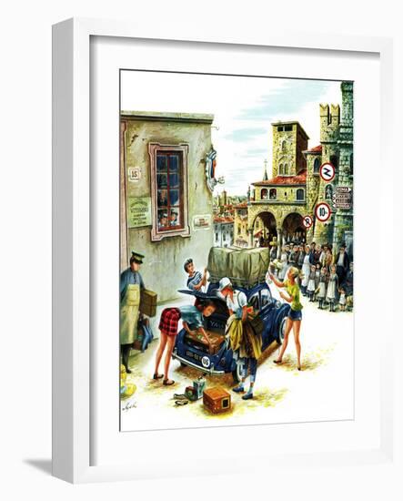 "Coed Tourists in Italy", August 2, 1958-Constantin Alajalov-Framed Giclee Print