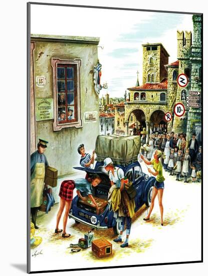 "Coed Tourists in Italy", August 2, 1958-Constantin Alajalov-Mounted Giclee Print