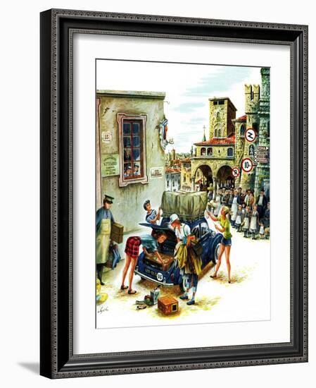 "Coed Tourists in Italy", August 2, 1958-Constantin Alajalov-Framed Giclee Print