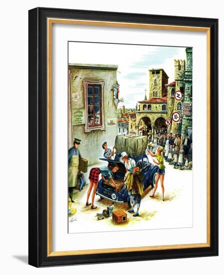 "Coed Tourists in Italy", August 2, 1958-Constantin Alajalov-Framed Giclee Print