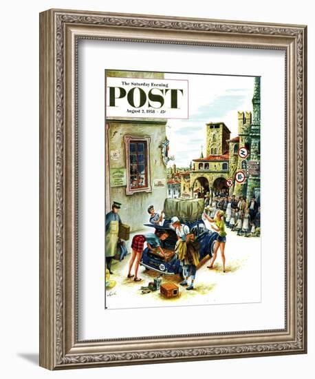 "Coed Tourists in Italy" Saturday Evening Post Cover, August 2, 1958-Constantin Alajalov-Framed Giclee Print