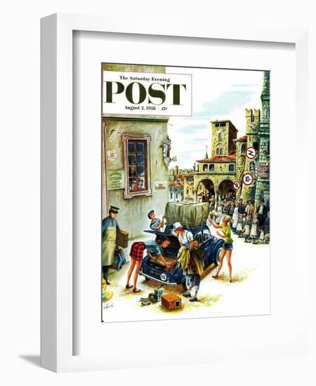 "Coed Tourists in Italy" Saturday Evening Post Cover, August 2, 1958-Constantin Alajalov-Framed Giclee Print