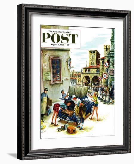 "Coed Tourists in Italy" Saturday Evening Post Cover, August 2, 1958-Constantin Alajalov-Framed Giclee Print