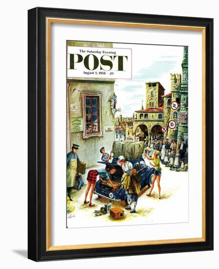 "Coed Tourists in Italy" Saturday Evening Post Cover, August 2, 1958-Constantin Alajalov-Framed Giclee Print