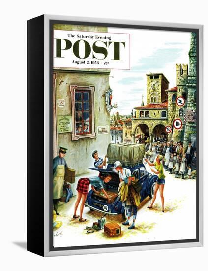 "Coed Tourists in Italy" Saturday Evening Post Cover, August 2, 1958-Constantin Alajalov-Framed Premier Image Canvas
