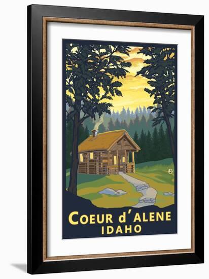 Coeur D'Alene, Idaho - Cabin in Woods-Lantern Press-Framed Art Print